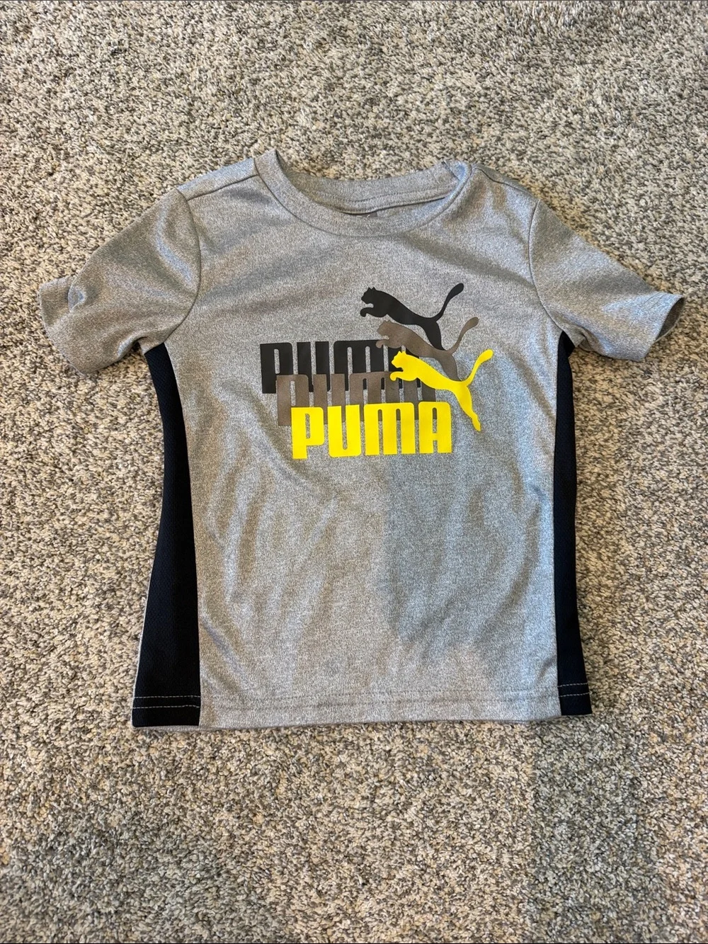 Puma 2T Gray & Black Athletic Tee with Yellow Logo and Trim Set - Picture 2 of 4